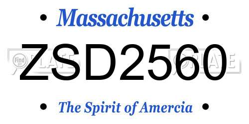 ZSD2560 Massachusetts License Plate