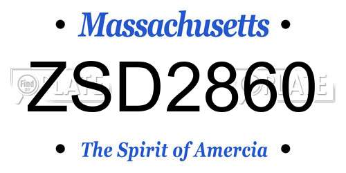 ZSD2860 Massachusetts License Plate