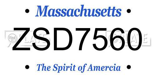 ZSD7560 Massachusetts License Plate