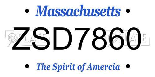 ZSD7860 Massachusetts License Plate
