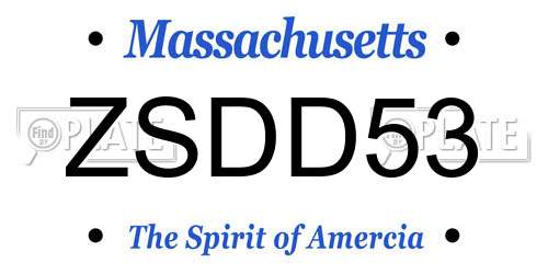 ZSDD53 Massachusetts License Plate