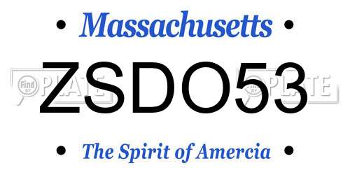 ZSDO53 Massachusetts License Plate