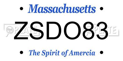 ZSDO83 Massachusetts License Plate
