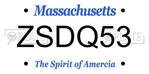 ZSDQ53 Massachusetts License Plate