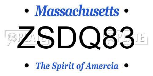 ZSDQ83 Massachusetts License Plate