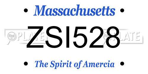 ZSI528 Massachusetts License Plate