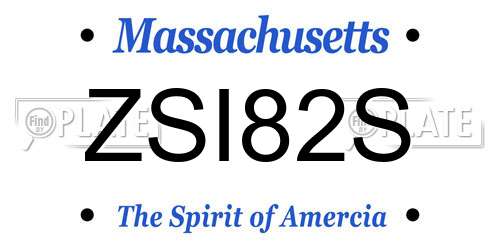 ZSI82S Massachusetts License Plate