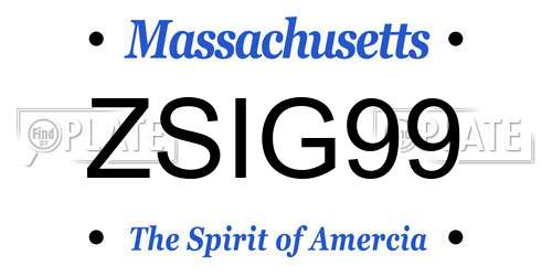 ZSIG99 Massachusetts License Plate
