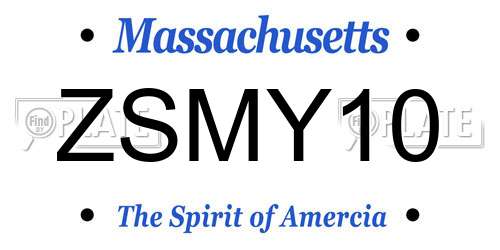 ZSMY10 Massachusetts License Plate
