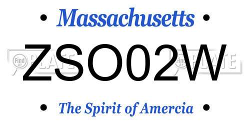 ZSO02W Massachusetts License Plate