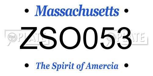 ZSO053 Massachusetts License Plate
