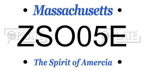 ZSO05E Massachusetts License Plate