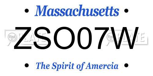 ZSO07W Massachusetts License Plate