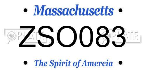 ZSO083 Massachusetts License Plate