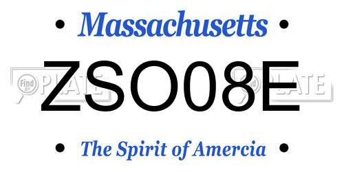 ZSO08E Massachusetts License Plate