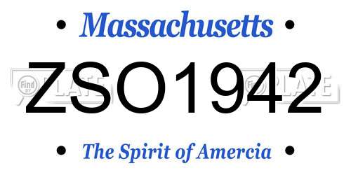 ZSO1942 Massachusetts License Plate