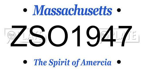 ZSO1947 Massachusetts License Plate