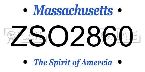 ZSO2860 Massachusetts License Plate