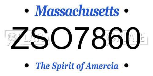 ZSO7860 Massachusetts License Plate