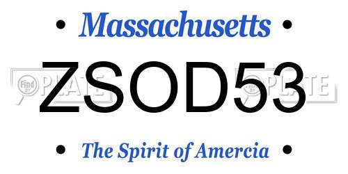 ZSOD53 Massachusetts License Plate