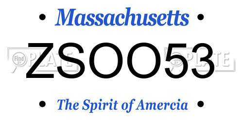 ZSOO53 Massachusetts License Plate