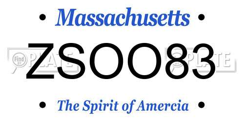 ZSOO83 Massachusetts License Plate