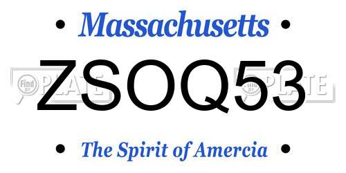 ZSOQ53 Massachusetts License Plate