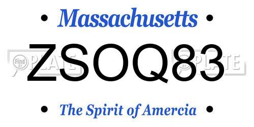 ZSOQ83 Massachusetts License Plate
