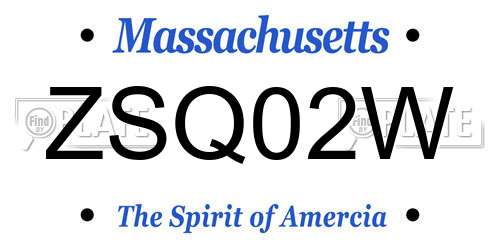 ZSQ02W Massachusetts License Plate