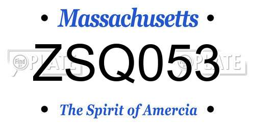 ZSQ053 Massachusetts License Plate
