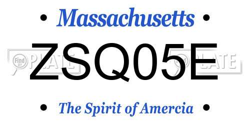 ZSQ05E Massachusetts License Plate