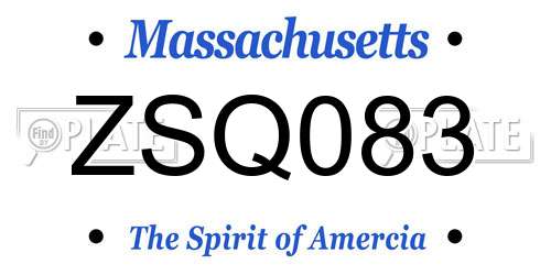 ZSQ083 Massachusetts License Plate