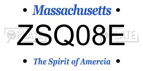 ZSQ08E Massachusetts License Plate