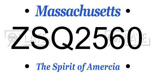 ZSQ2560 Massachusetts License Plate