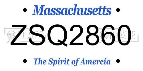 ZSQ2860 Massachusetts License Plate