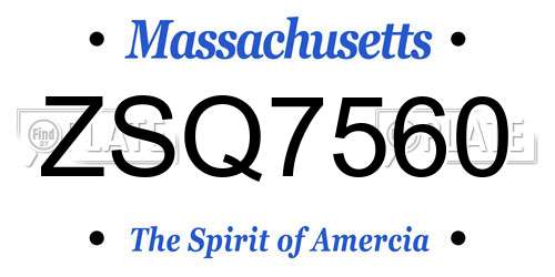 ZSQ7560 Massachusetts License Plate