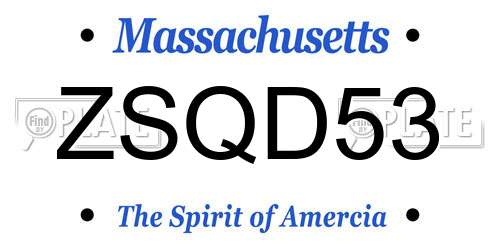 ZSQD53 Massachusetts License Plate
