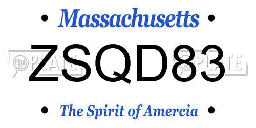 ZSQD83 Massachusetts License Plate