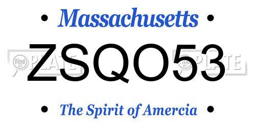 ZSQO53 Massachusetts License Plate