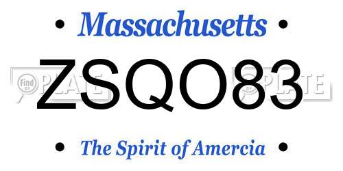 ZSQO83 Massachusetts License Plate