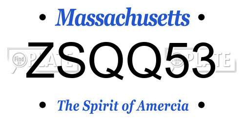 ZSQQ53 Massachusetts License Plate