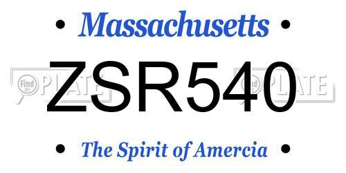 ZSR540 Massachusetts License Plate