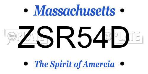 ZSR54D Massachusetts License Plate
