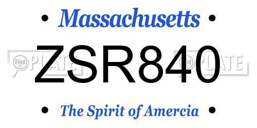 ZSR840 Massachusetts License Plate
