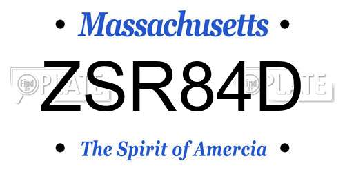 ZSR84D Massachusetts License Plate