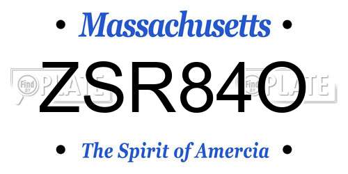 ZSR84O Massachusetts License Plate