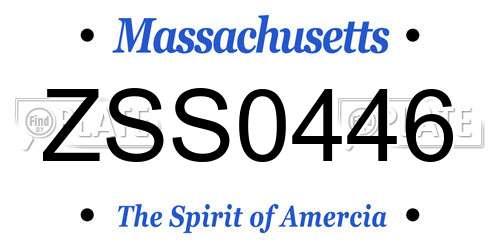ZSS0446 Massachusetts License Plate