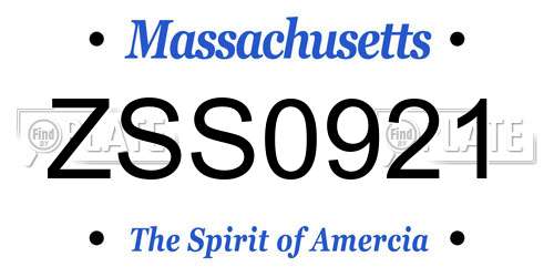 ZSS0921 Massachusetts License Plate