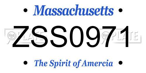 ZSS0971 Massachusetts License Plate