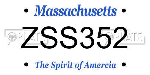 ZSS352 Massachusetts License Plate